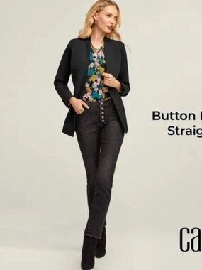 CABI button fly straight jeans 4149 (sz8)